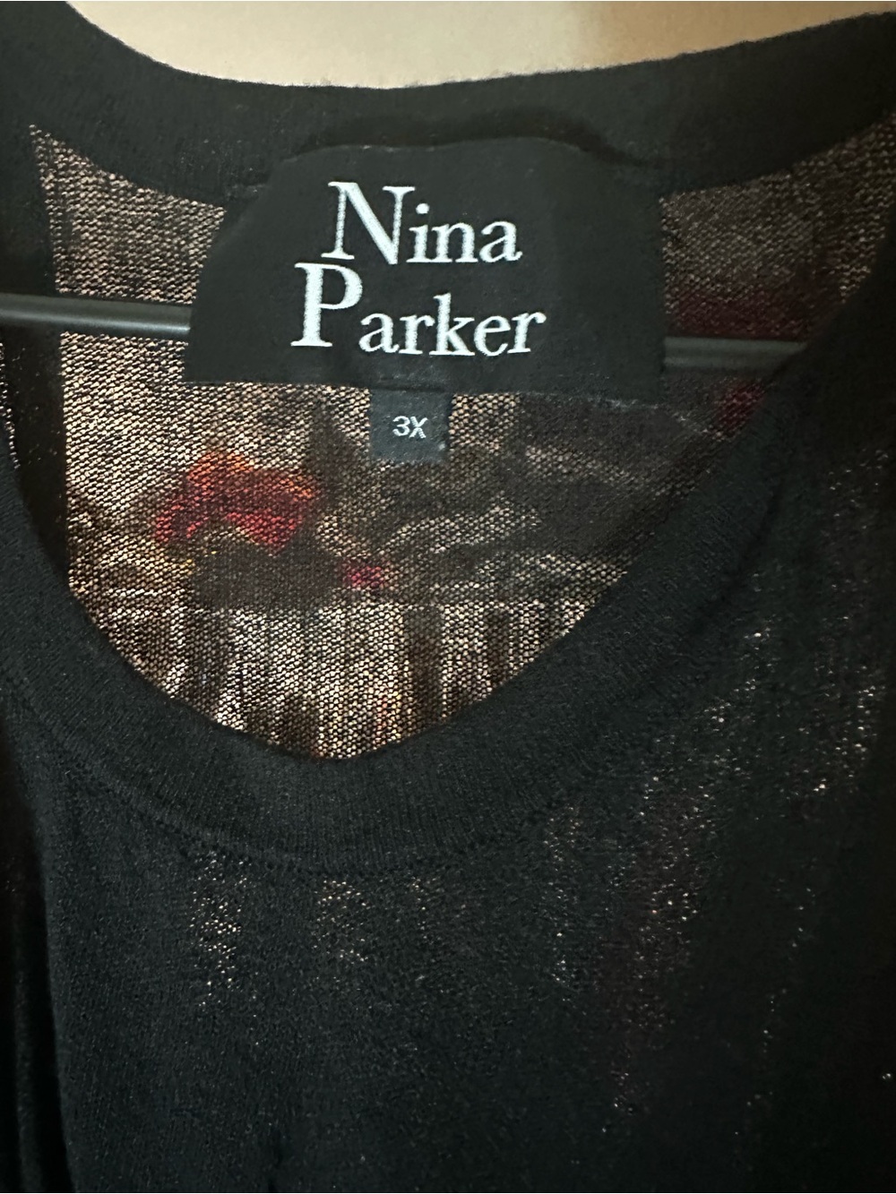 Parker Black Sheer Knit Crew Neck Sweater